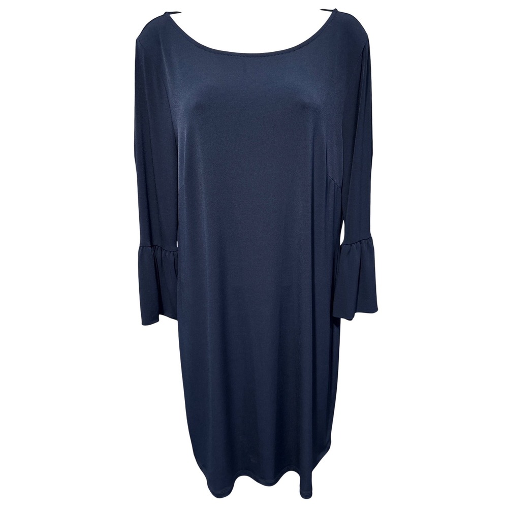 Julie Brown NYC‎ Women Navy Blue Bell Sleeve Shift Mini Dress Sz M Flouncy Party